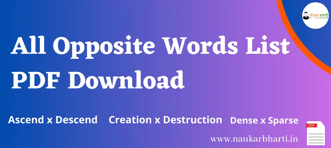 All Opposite Words List PDF Download From A To Z Antonyms Words In 